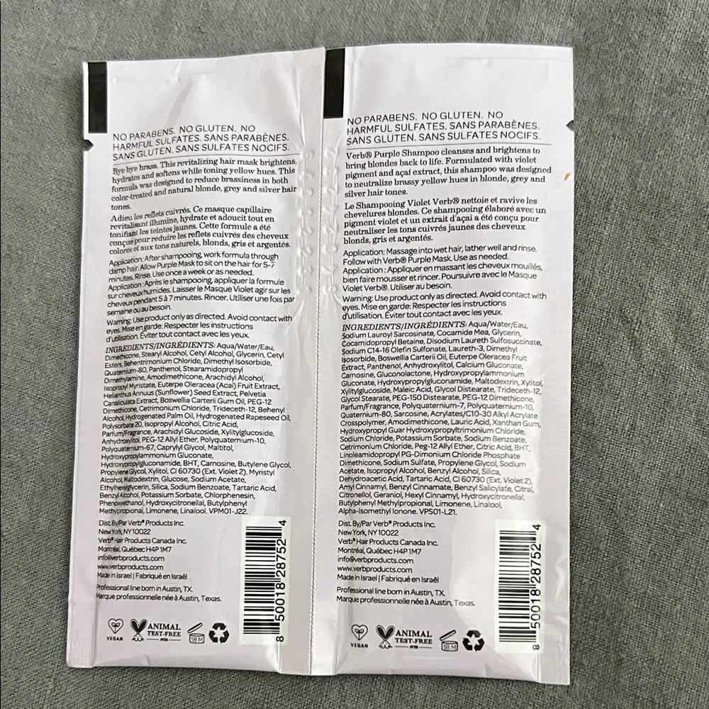 2 Verb Purple Shampoo and Mask Sets